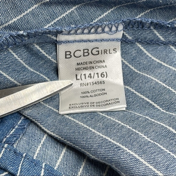 BCBGirls Dress Sleeveless Ruffle Striped Blue Summer Spring Dressy Cute New - Picture 13 of 16